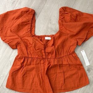 Abound Terracotta Puff Sleeve Blouse